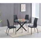 SleepOn 5 Piece Circular Dining Set Glass Table Top With Matching Chairs