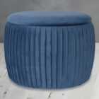 Navy Pleated Eclipse Footstool with storage