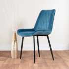 Furniturebox Pesaro Set of 2 Blue and Black Velvet Dining Chair
