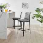 Furniturebox Milan Grey and Black Velvet Bar Stool Set of 2