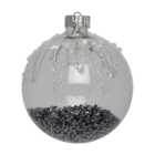 Clear Bauble with Navy Beads - Clear
