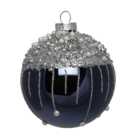 Navy and Silver Bead Bauble - Navy