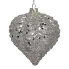 Ridged Silver Sequin Bauble - Silver