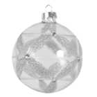 Clear Silver Glitter Detail Bauble