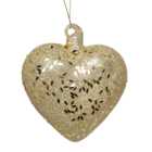 Gold Glitter Sequin Heart Bauble - Gold