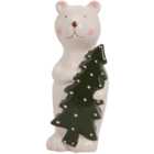 Bear with Tree Ornament - White