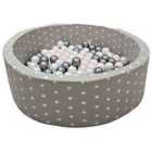 Misioo Cotton Ball Pit Grey/Light Pink 80 x 30 x 5 cm with 6 cm Balls