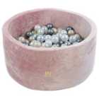 Misioo Velvet Ball Pit Round Pink - 90 x 40 x 5 cm with 200 x 6 cm Balls