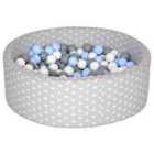 Misioo Cotton Ball Pit Grey/Light Blue 80 x 30 x 5 cm with 6 cm Balls