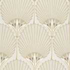 Grandeco Art Deco Nile Palm Beige and Gold Textured Wallpaper