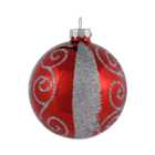 Red Silver Glitter Design Bauble - Red