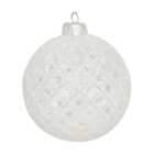 Frosted White Glitter Bauble - White