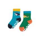 Frugi Grippy Socks 2 Pack, Whale/Dino, 0-6 months 2 per pack