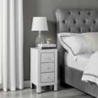 Furniturebox Lexi 3 Drawer White Small Bedside Table