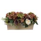 Autumnal Rose & Hydrangea Floral Tray - Brown