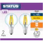 Pack of 2 Round Filament LED 4W Lightbulbs - Small Edison Screw / SES