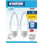 Pack of 2 Status 3W Pearl Candle Lightbulbs - Edison Screw / ES