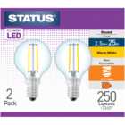 Pack of 2 Status Filament LED 2.5W Small Edison Screw Lightbulbs
