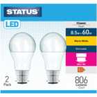 Pack of 2 Status Warm White Dimmable Classic Pearl Lightbulbs - Bayonet Cap / BC