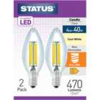 Pack of 2 Status Filament LED Cool White SES Candle Bulbs