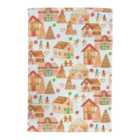 Gingerbread Village Hand Towel - White