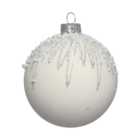 White and Silver Matte Bauble - White