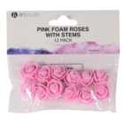 Pack of 12 Art Studio Foam Roses With Stems - Pink