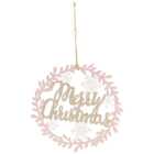 Hanging Pink Merry Christmas Bauble