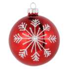 Shiny Red and White Glitter Bauble - Red
