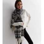 ONLY Light Grey Abstract Tassel Scarf
