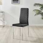 Furniturebox Milan Black and Silver Velvet Dining Chair Set of 4