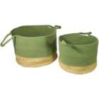 Beddington Olive Green Jute Storage Basket Set of 2