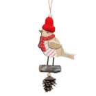 Hanging Wooden Robin Decoration - Neutral