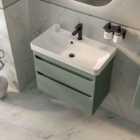 Deccado Bromont 2 Drawer Vanity 700Mm With Ceramic Basin - Verdant Green
