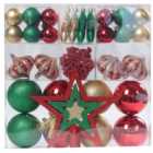50 Piece Christmas Bauble Pack - Red