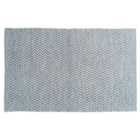 Blue and White Zigzag Cotton Rug