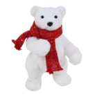 Bear with Red Scarf - White