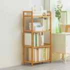 Living and Home 4-tiered Bamboo Wood Vertical Living Room Book Storage Shelf Organizer