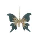 Velvet Butterfly Ornament - Emerald