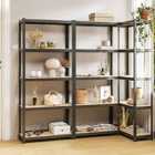 vidaXL 5-layer Shelves 3 Pcs Grey Steel&engineered Wood