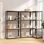 vidaXL 4-layer Shelves 3 Pcs Grey Steel&engineered Wood