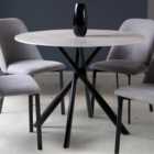Avesta 4 Seater Round Grey Concrete Effect Dining Table