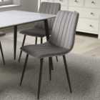 Lisbon Brushed Velvet Grey Dining Chairs Set of 4