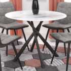 Avesta 4 Seater Round White Marble Effect Dining Table