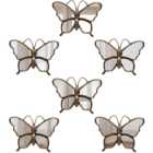WALPLUS Rusty Brown Gold Butterflies Mirror 6 Pack