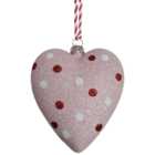 Christmas Heart Hanging Decoration - Pink