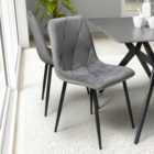 Vernon Set of 4 Grey Brushed Velvet Dining Chair