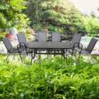 Outdoor Living Rufford 6 Seater Garden Dining Set Black and Grey