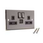 Xenta 13A Wall Plate (x2 USB) Stainless Steel
