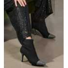 Finding Friday Black Suedette Embellished Pointed Stiletto Heel Ankle Boots